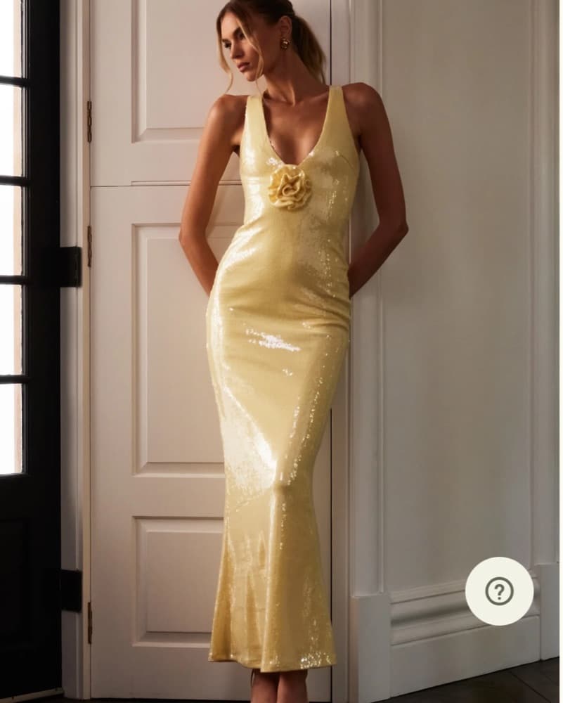 Shimmering Gold Sequin Meshki Gown - Image 1