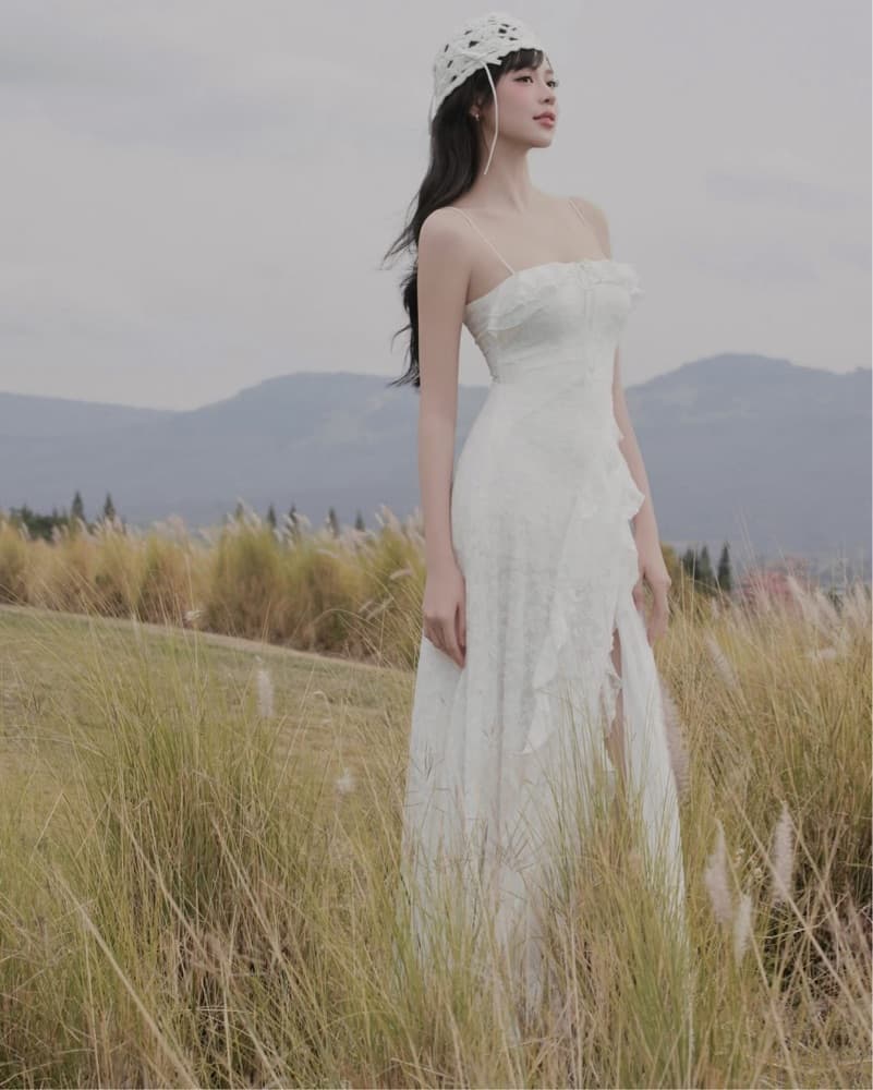 Lace Maxi Dress with Side Slit - Image 6