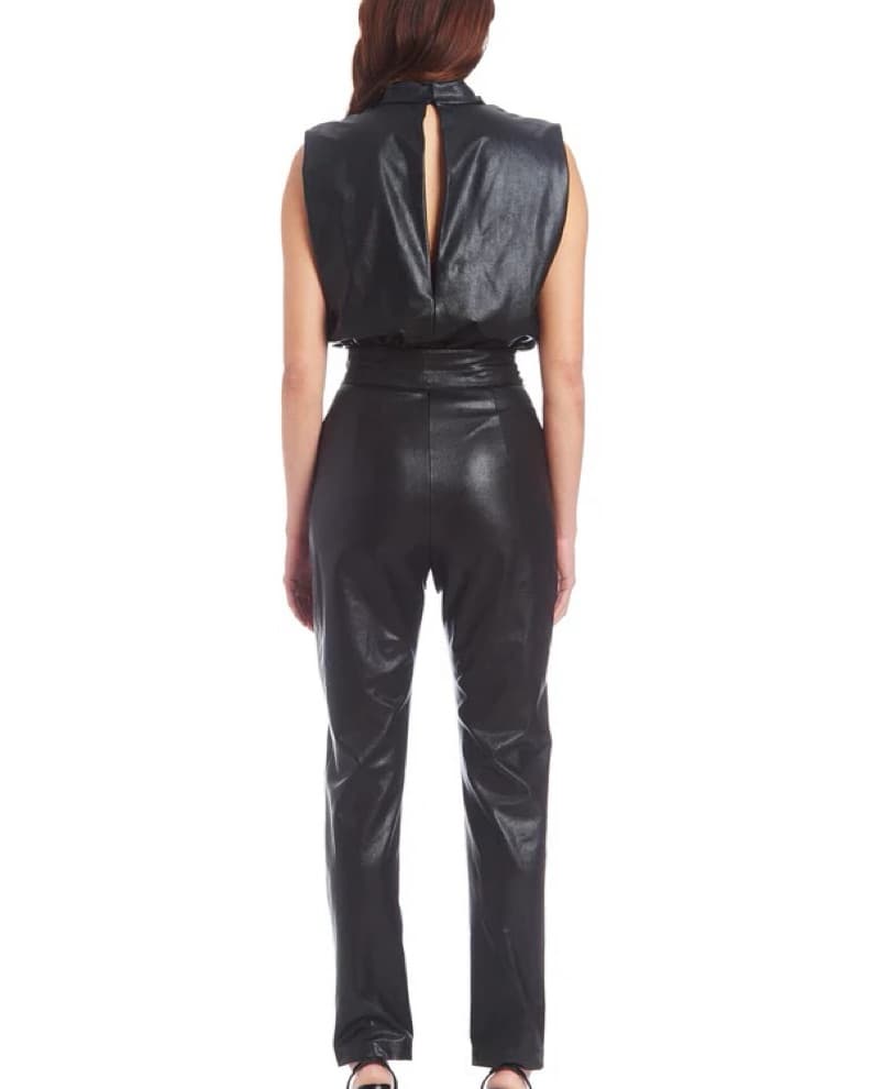 Amanda Uprichard Black Leather Jumpsuit - Image 2
