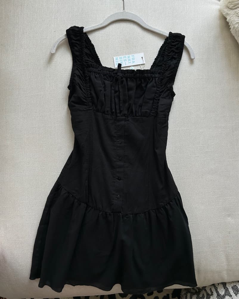 Frankies Black Ruffle Mini Dress - Image 1