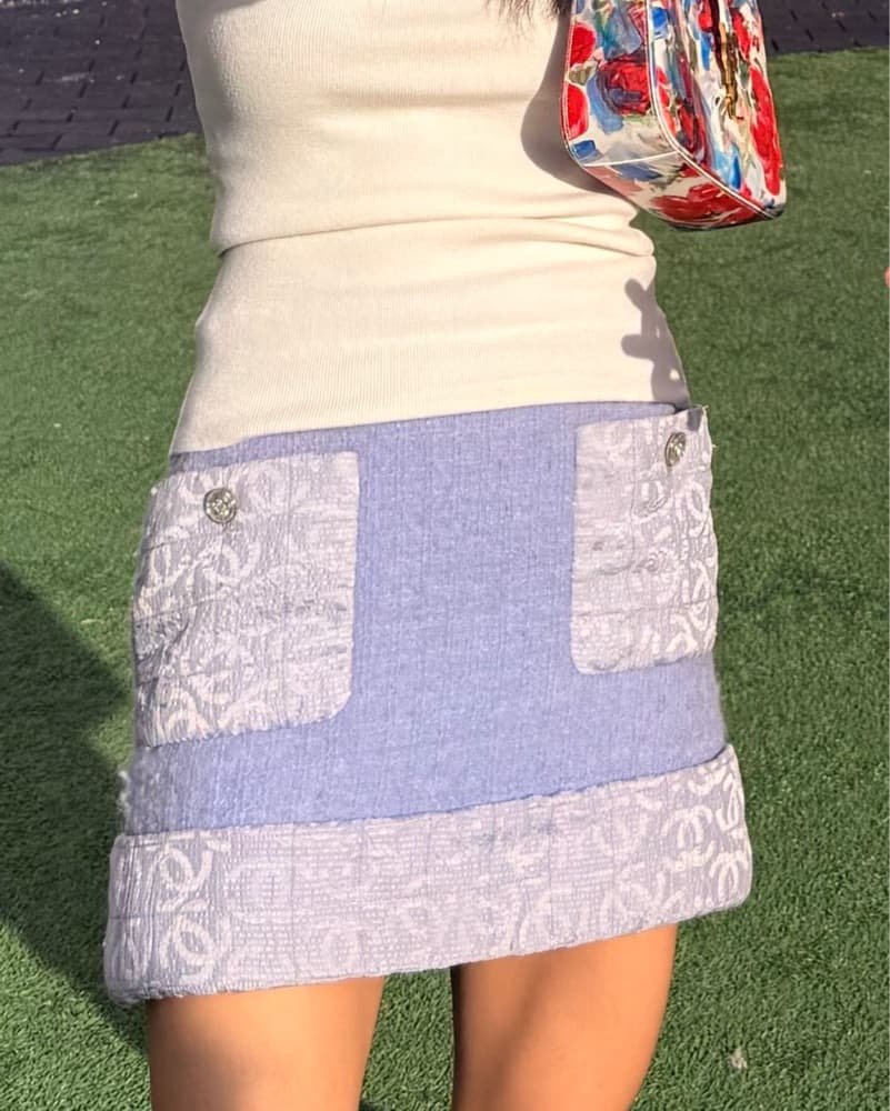 Chanel Tweed Mini Skirt Lavender - Image 3