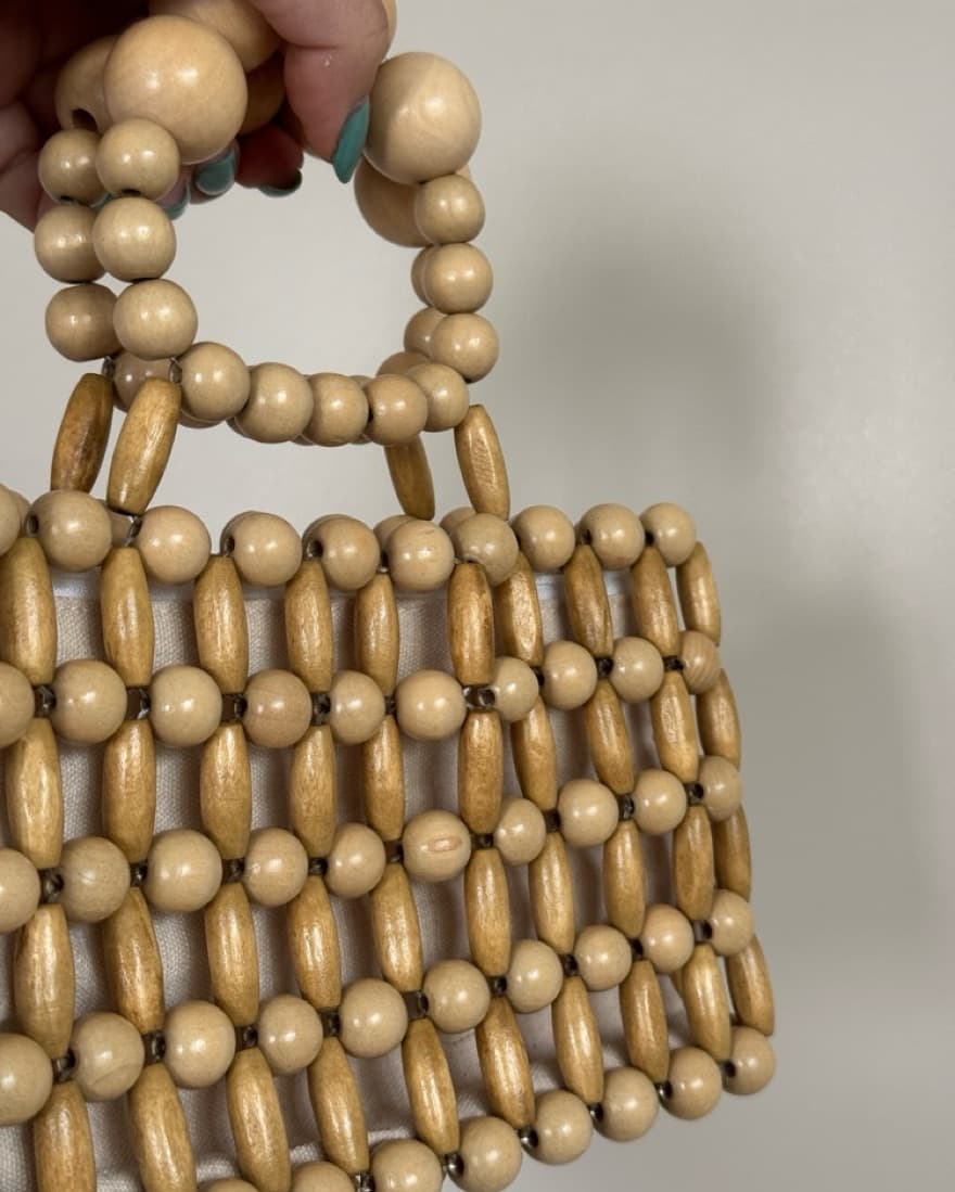 Woven Wood Bead Purse - Image 6