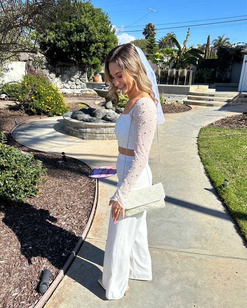 12th tribe White Beaded Longsleeve Crop - Image 5