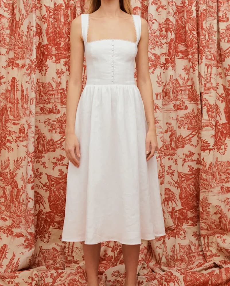 Reformation White Linen Midi Dress - Image 1