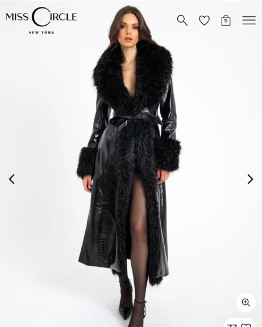 Chic Faux Fur Trim Faux Leather Maxi Coat - Image 1