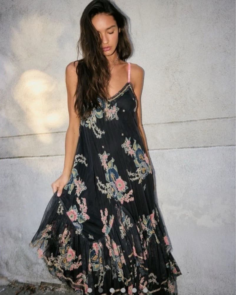 Free People Sequin Floral Maxi Dress - Image 5