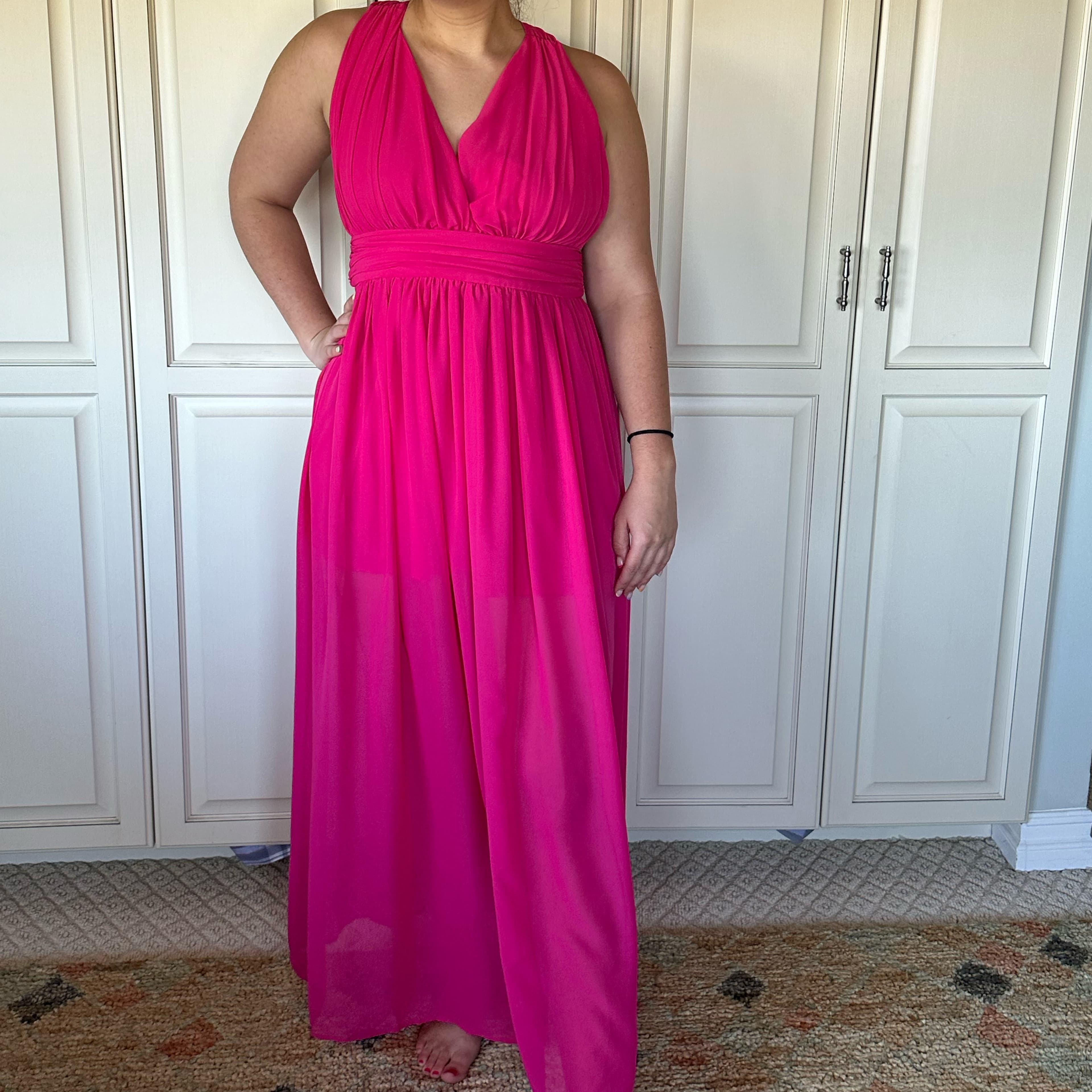 Pink Ruched Formal Dress - Image 5