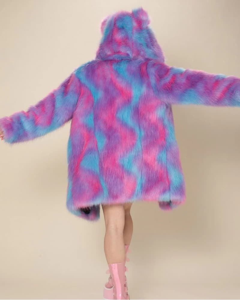 Vibrant Faux Fur Hooded Jacket - Image 2