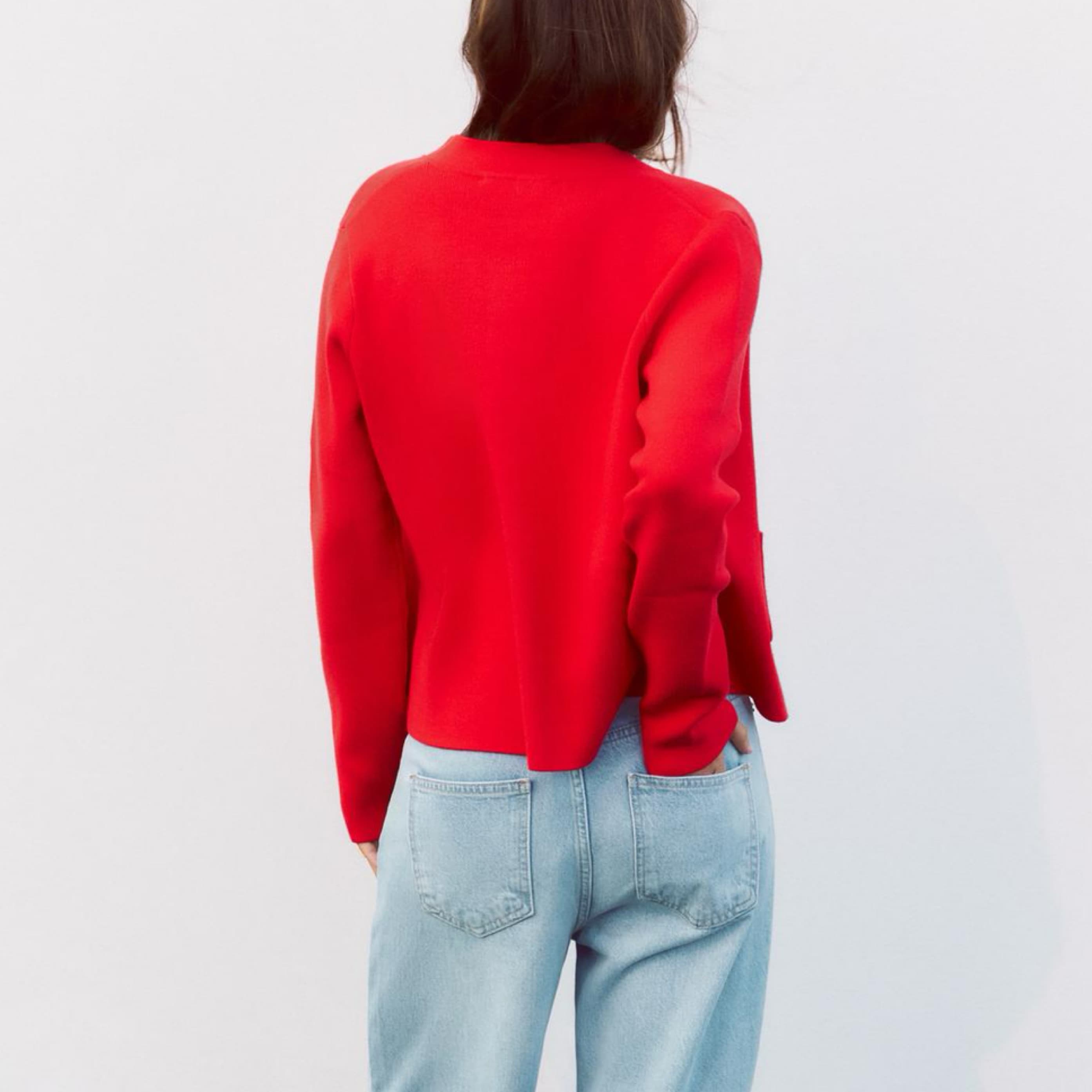 Zara Open Knit Blazer - Knit Red  - Image 3