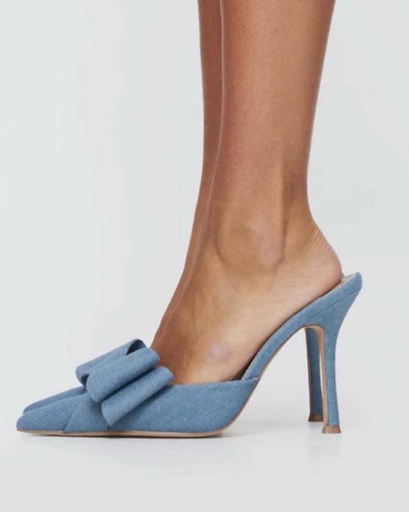 Blue Denim Bow Heels - Image 2