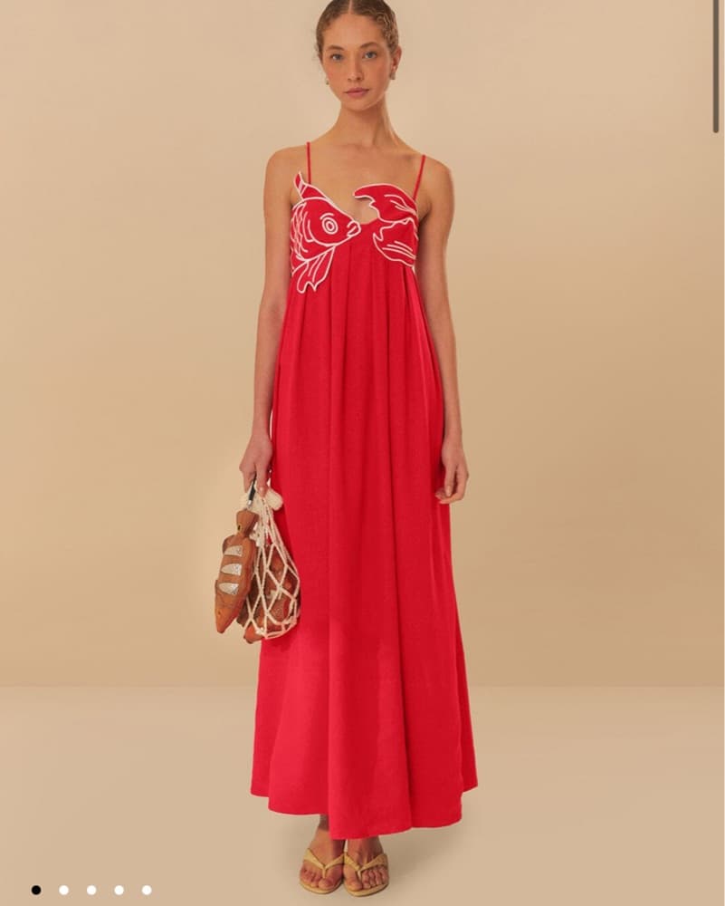 FARM RIO Red Fish Top Maxi Dress  - Image 1