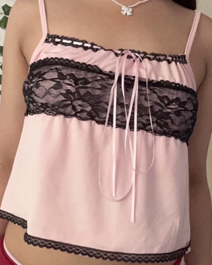 Pastel pink lace flowy top - Image 1