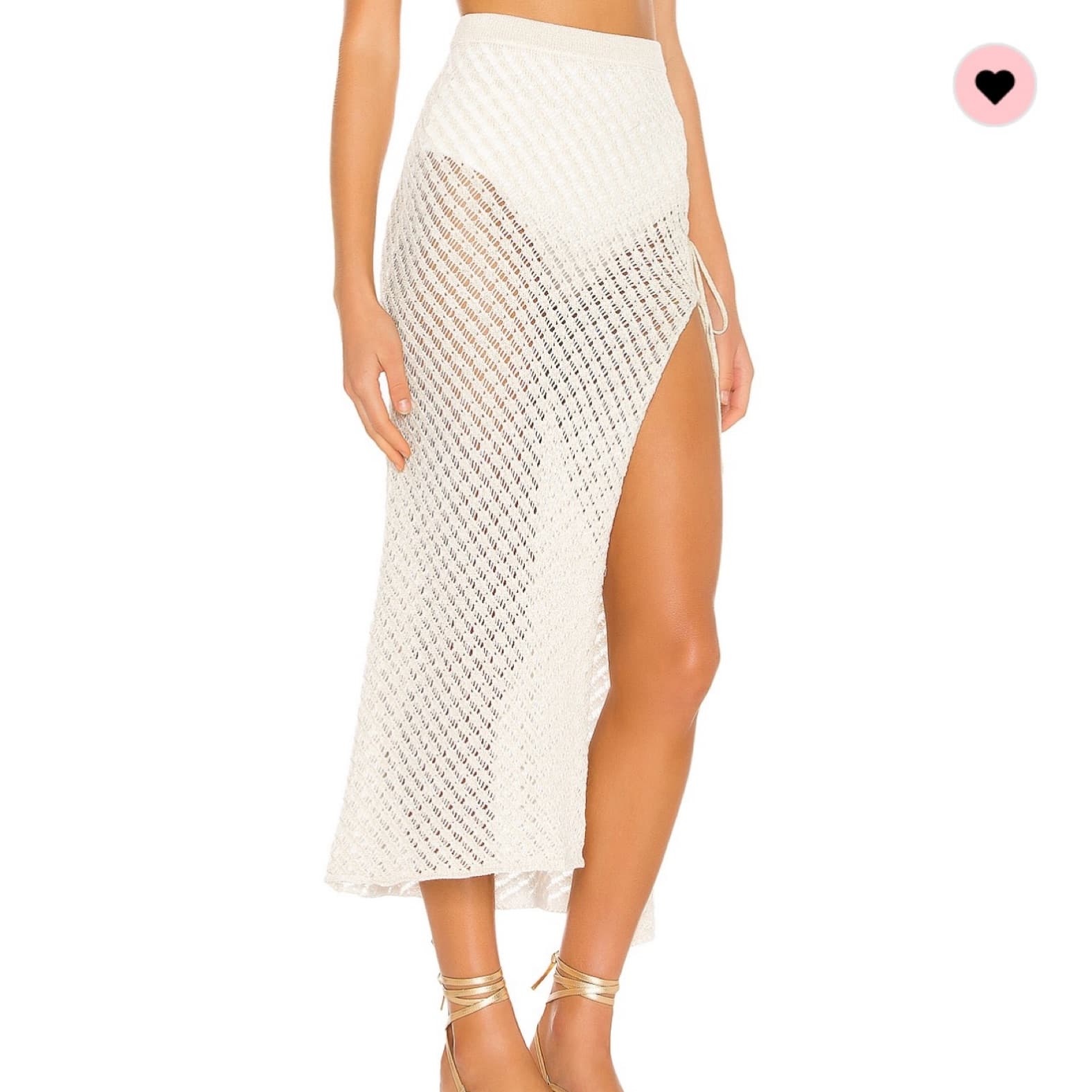 Offshore Midi Skirt In White & Gold - Image 2