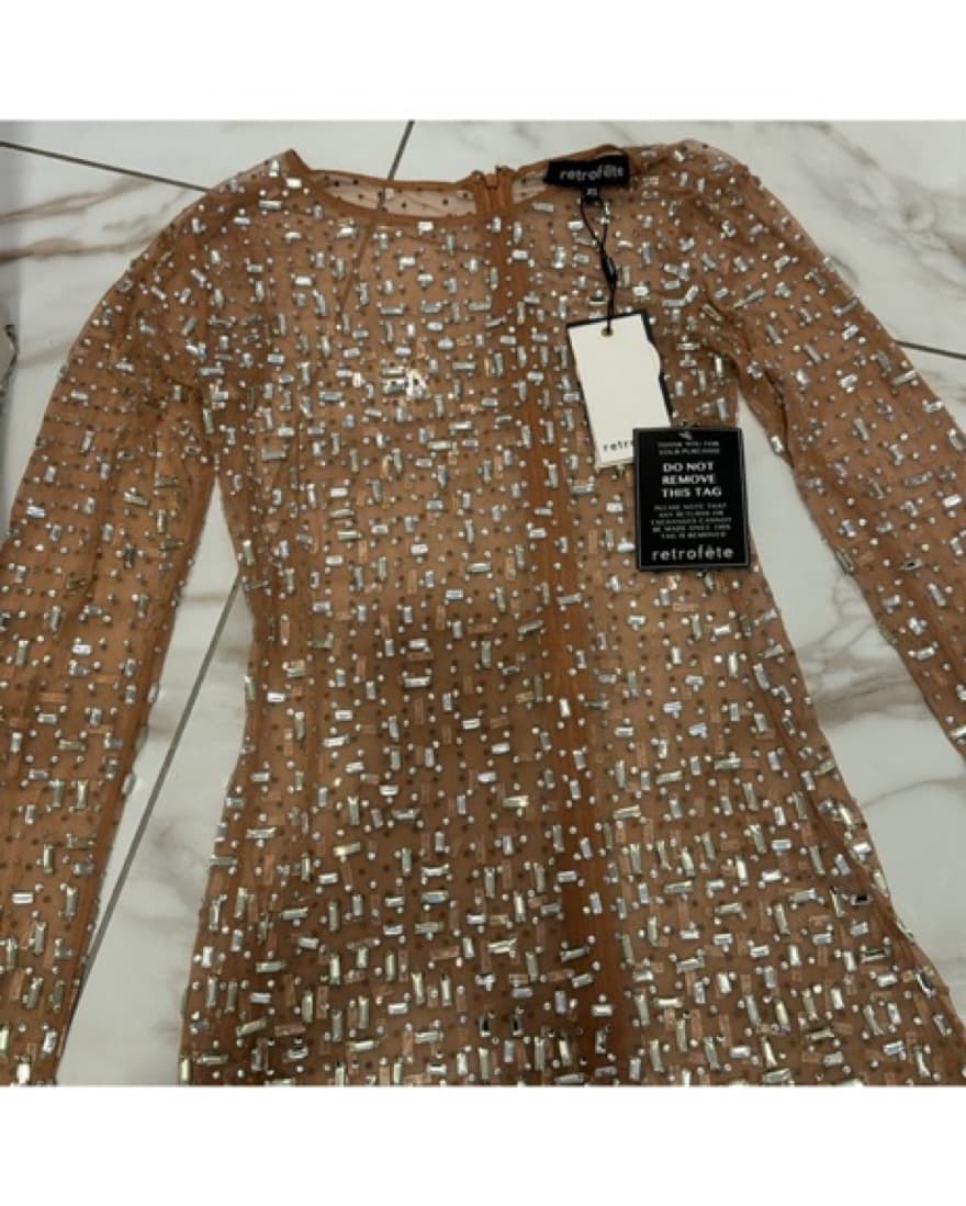 Retrofete Vinci Dress Silver/Nude - Image 3