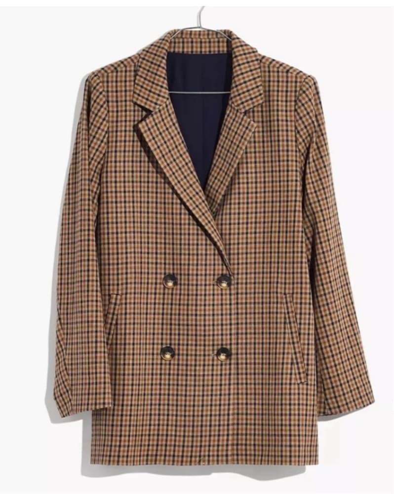 Stylish Checkered Blazer Coat - Image 2