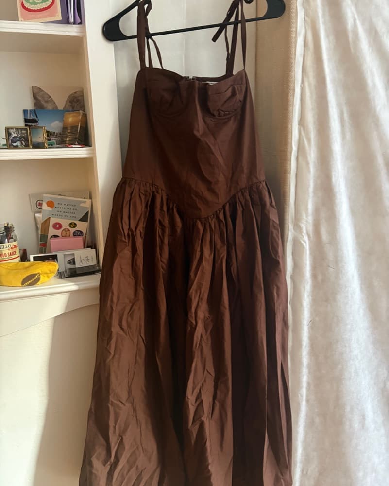 Emma Midi Dress in Chocolate Brown - Image 3