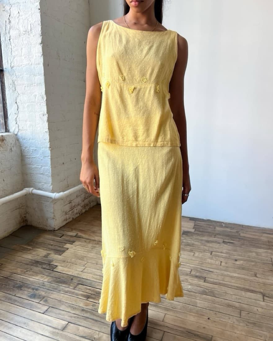 Vintage Pale Yellow Two Piece Set - Image 2