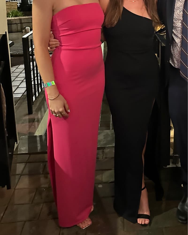 Hot Pink Strapless Tight Formal Dress - Image 3