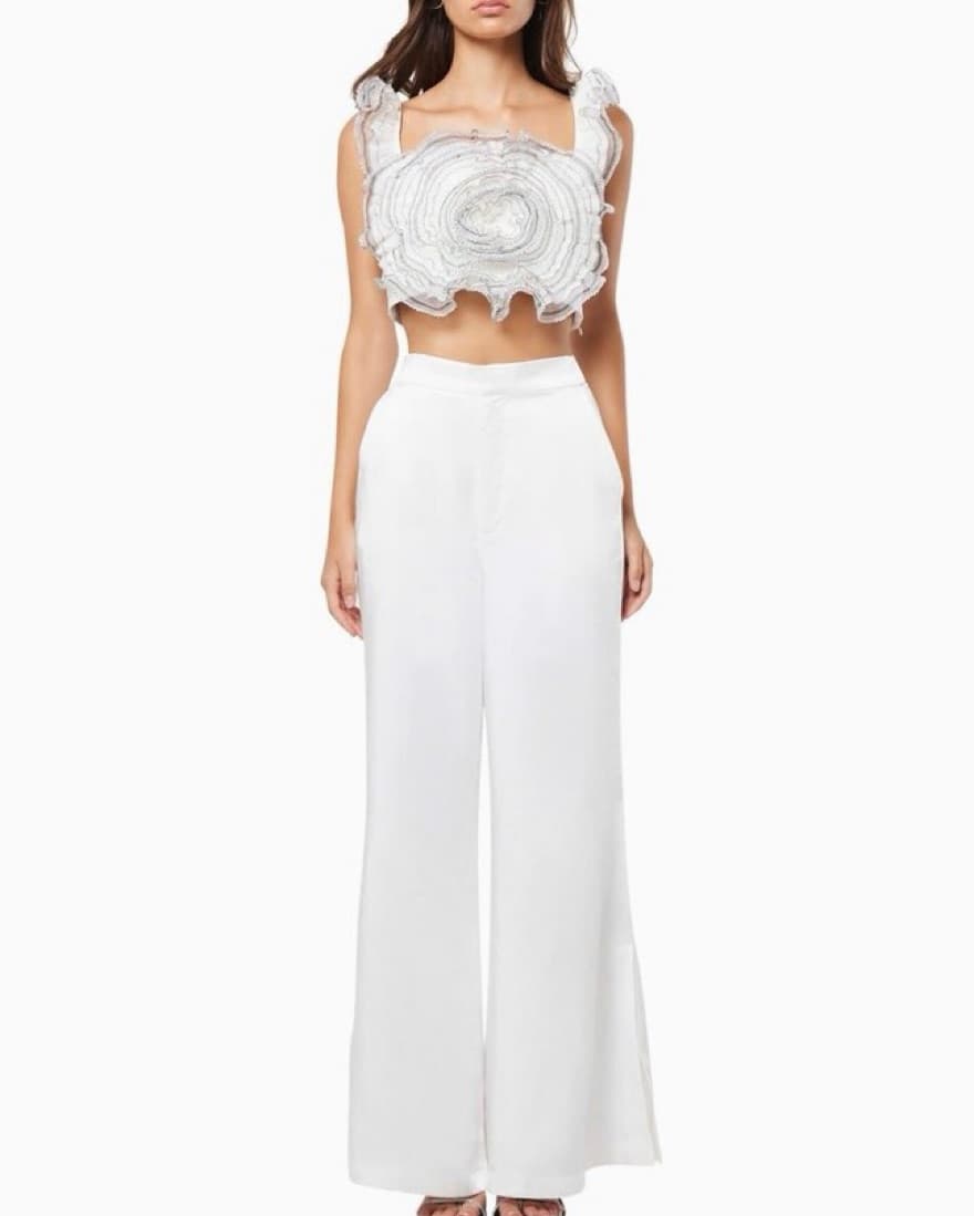 Elliatt Elegant White Floral Crop Top  - Image 2