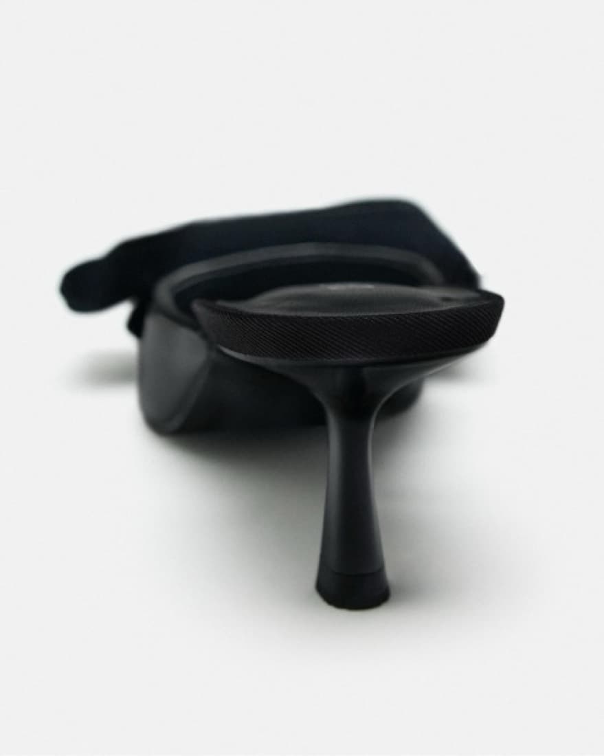 Black Heeled Mules With Bow - Image 6