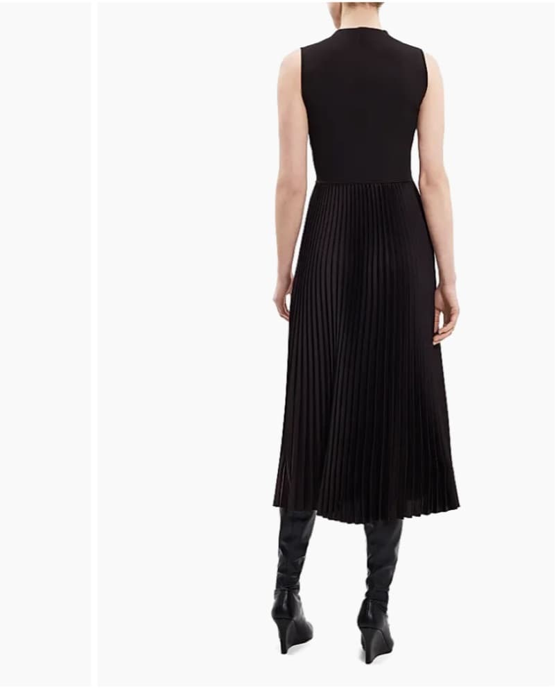 Theory Satin Pleated Skirt Midi Dress - Image 3