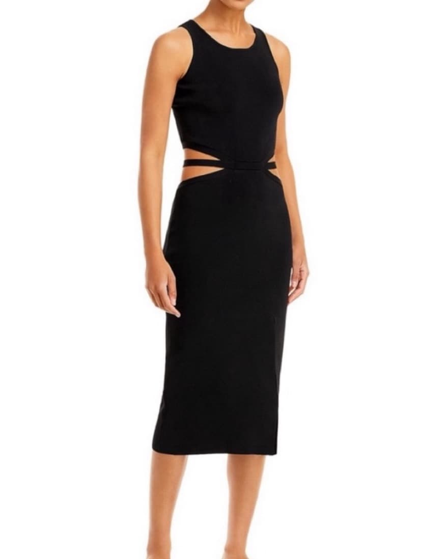 Cut Out Black Midi Dress - Image 1