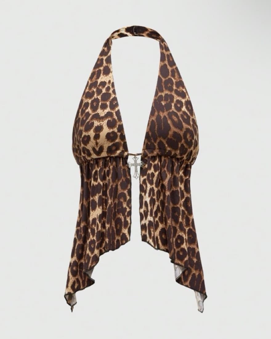 Punk Y2K  top with cross pendant - Image 1