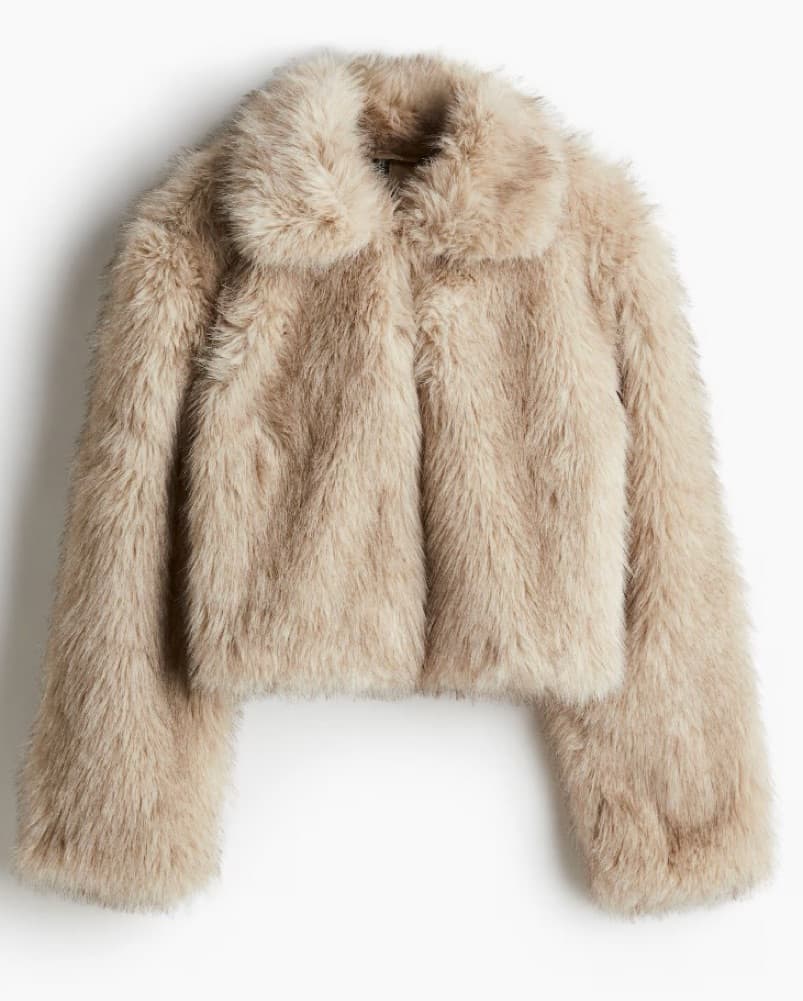Cropped Faux Fur Jacket - Image 1
