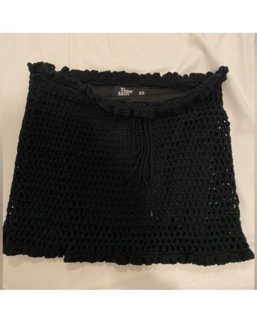 Black Crochet Mini Skirt  - Image 1