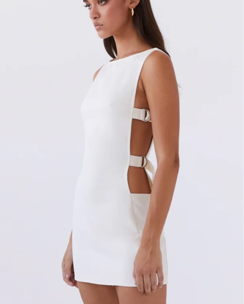Peppermayo White Buckle Mini Dress - Image 2