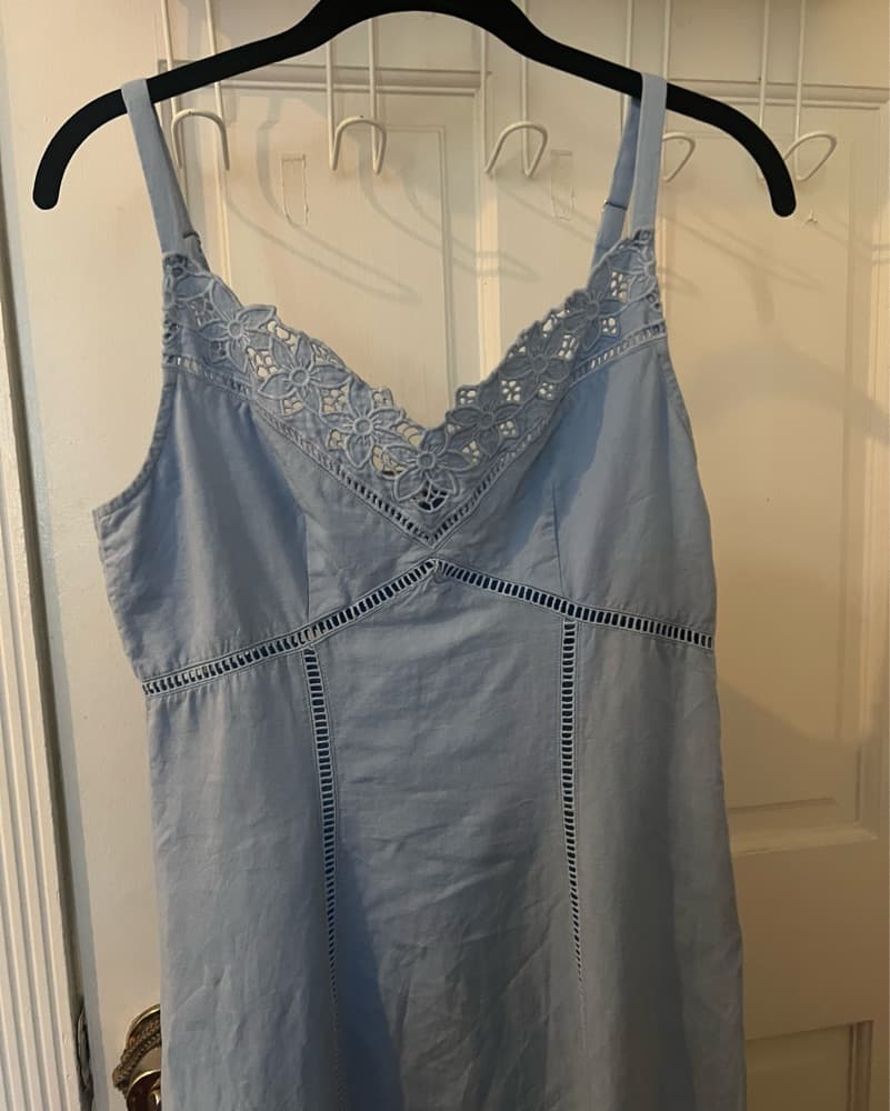 Madewell Blue Embroidery Dress  - Image 2