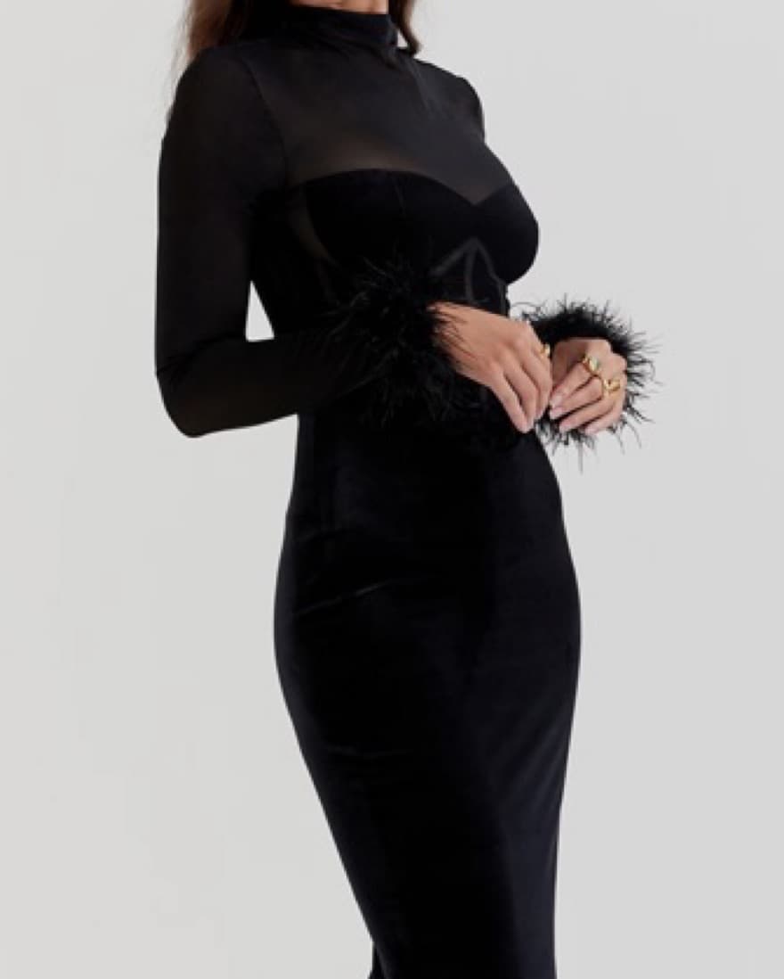 House Of CB Lianna Black Midi Dress  - Image 2