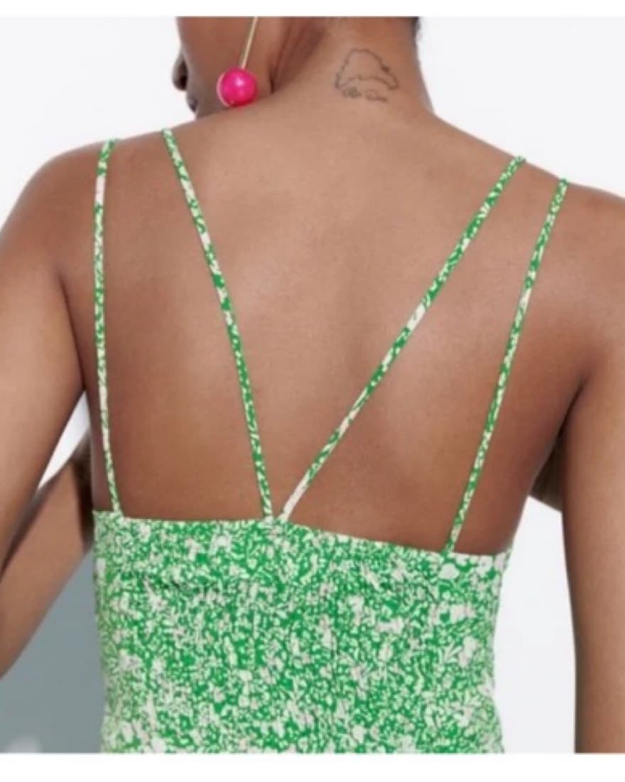 Green and white floral midi dress - Image 2