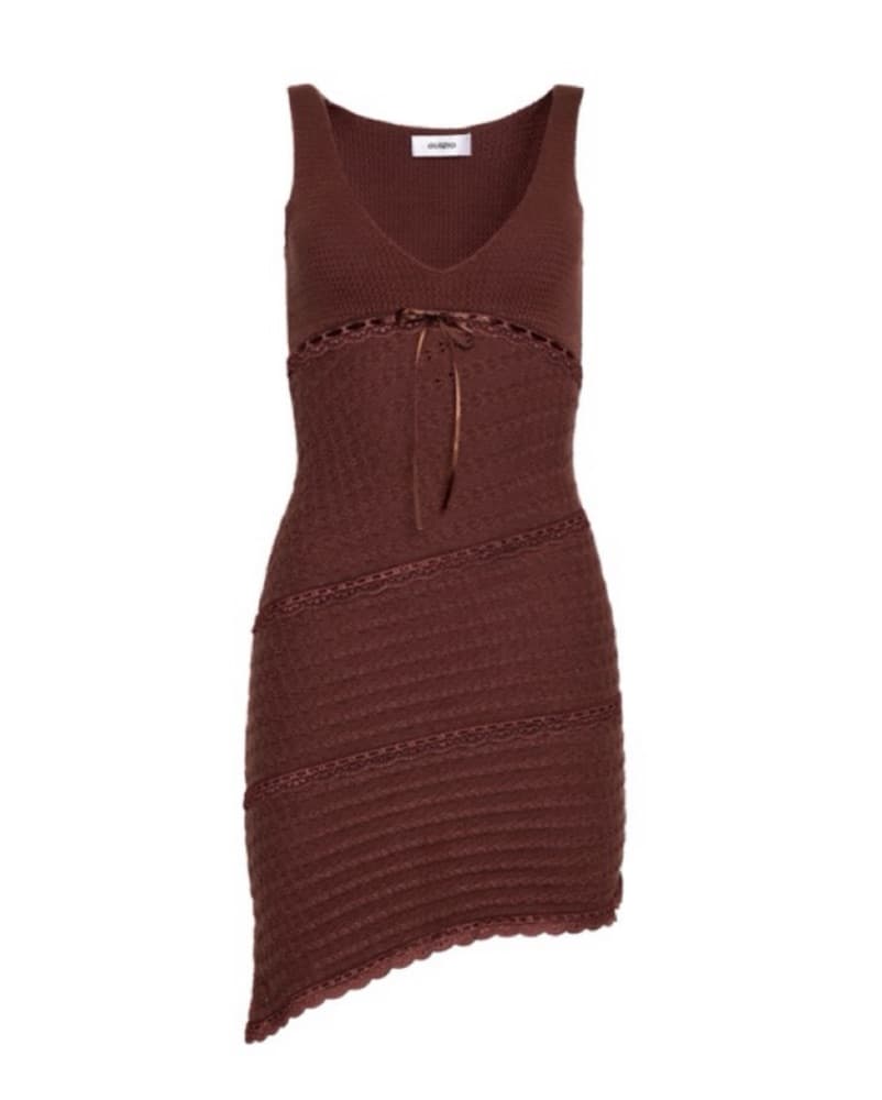 guizio knit brown asymmetrical dress  - Image 3