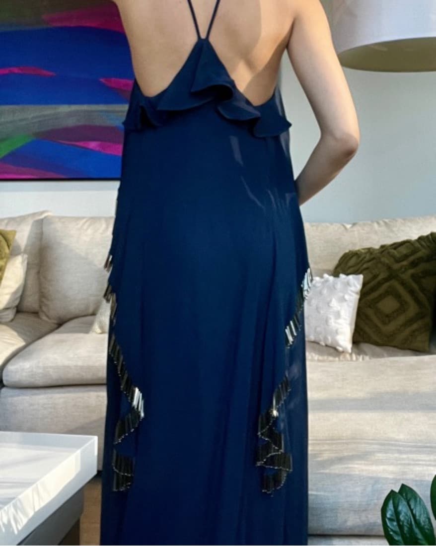 ANIMALE Dark Blue Silk Dress  - Image 4