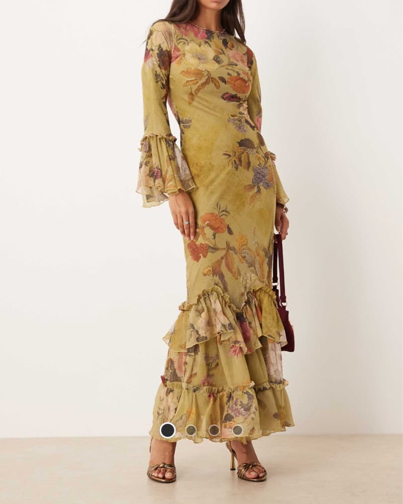 Ruffle Long Sleeve Maxi Dress - Image 1
