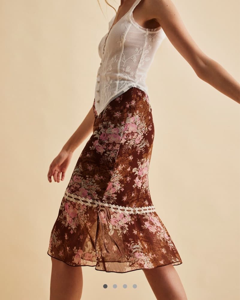 Free People Brown Floral Midi Skirt - Image 2