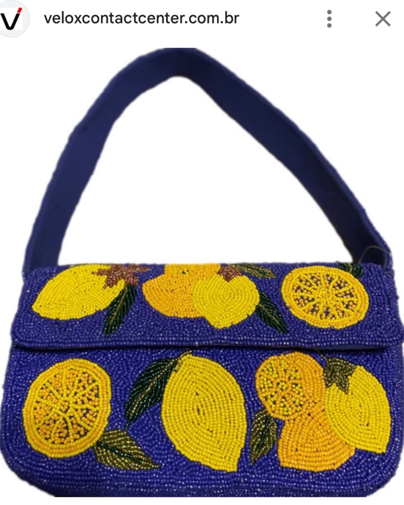Blue Yellow Lemon Beaded Bag  - Image 2