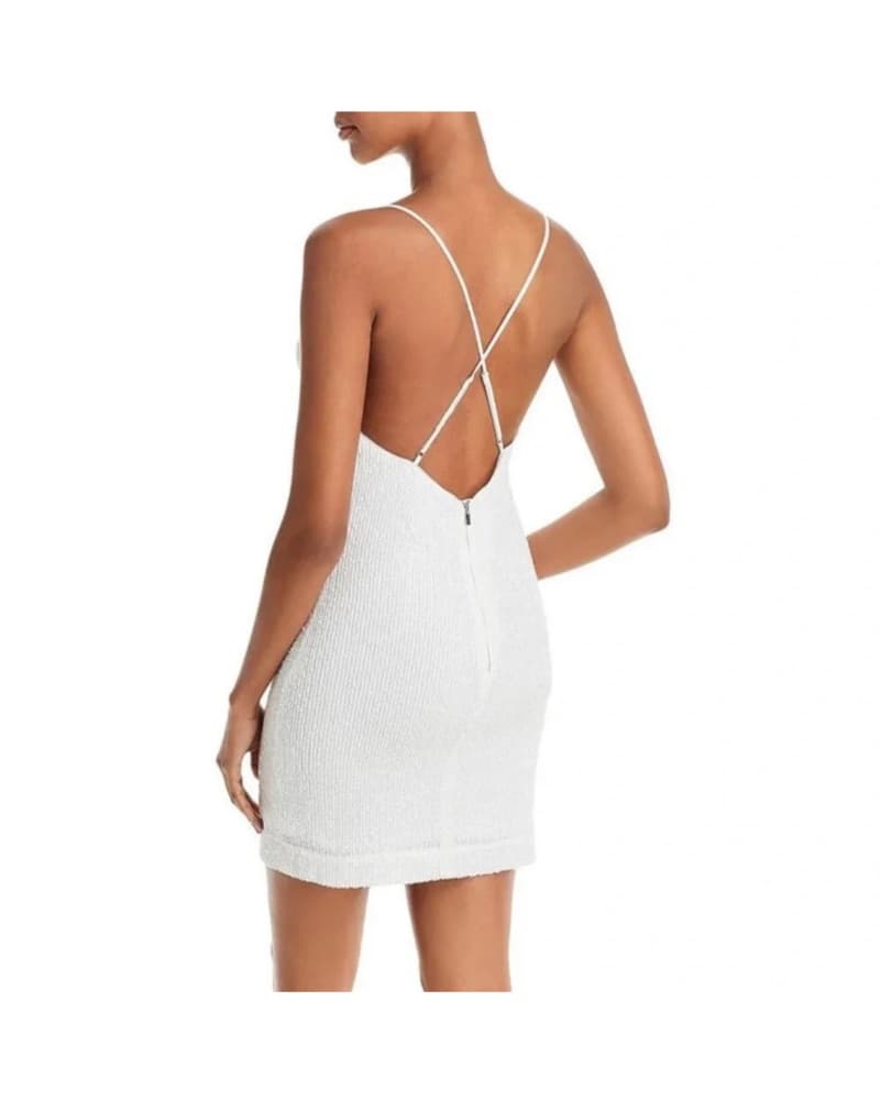 White Sequin Bardot Mini Dress - Image 3