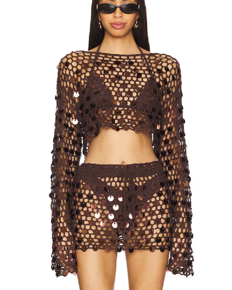 Sequin Crochet Coverup Set - Image 3