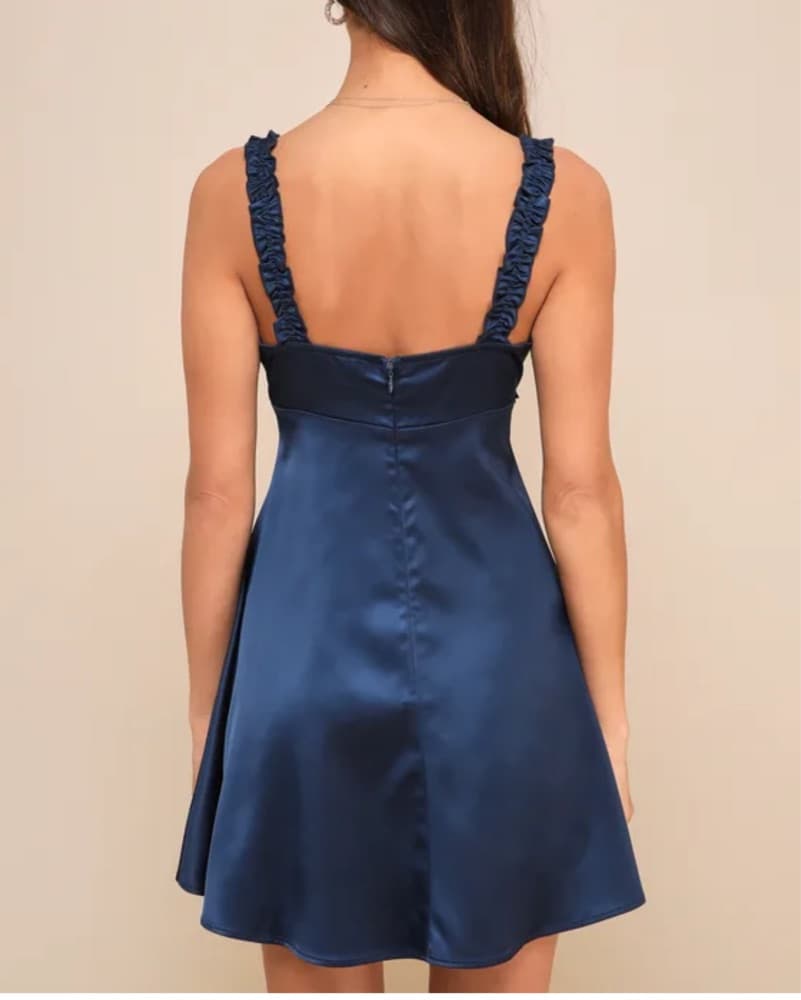 Lulus Satin Blue Ruffle Dress - Image 2