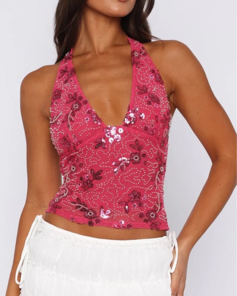 Pink Sequin Top Whitefox - Image 2