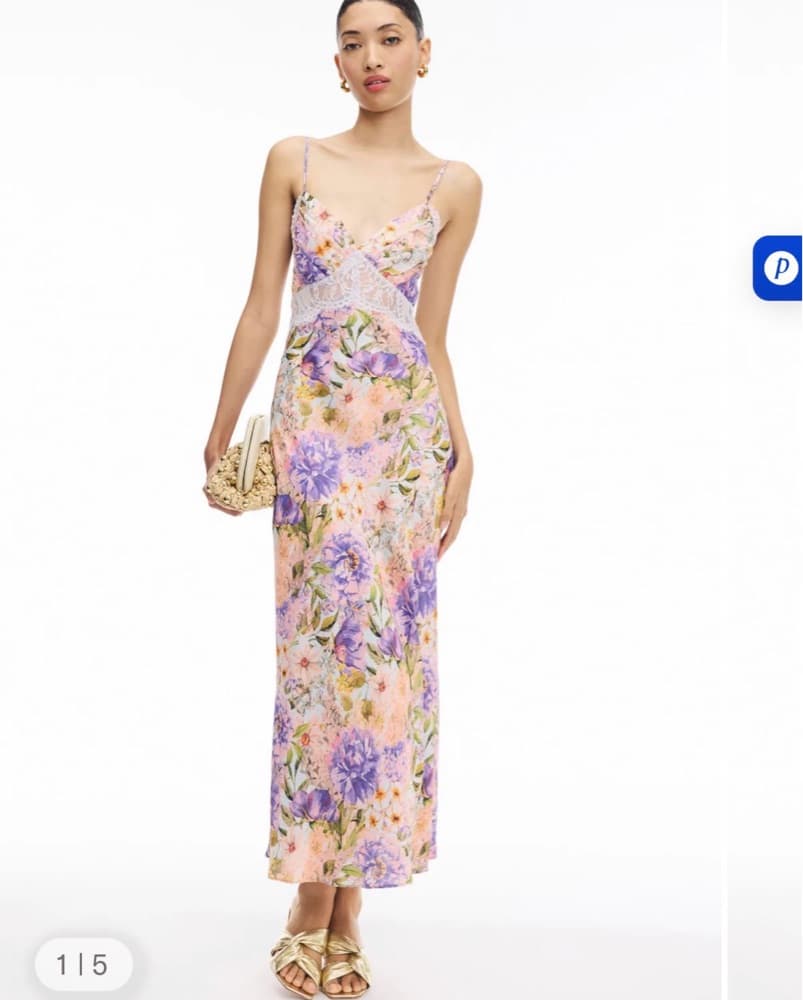 Floral Satin Slip Dress - Image 1
