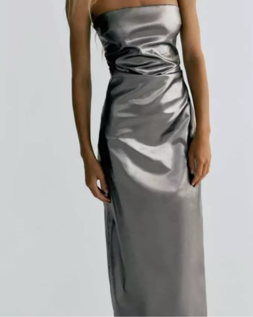 Zara Strapless Metallic Dress - Image 2