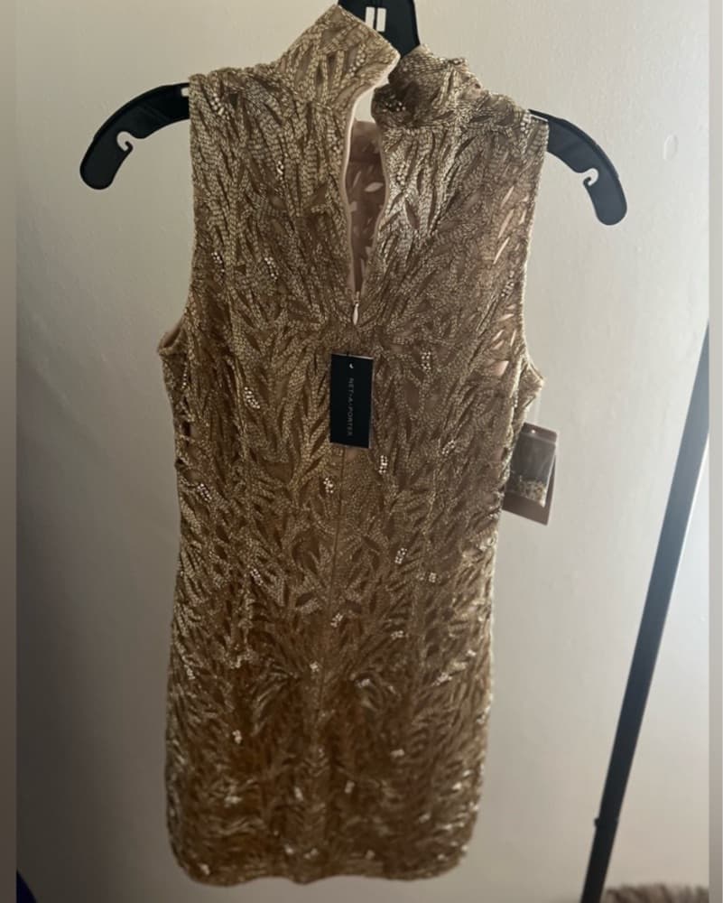 Reem Acra Gold Sequin Mini Dress - Image 5