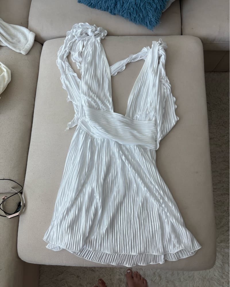 white silk halter mini dress - Image 1