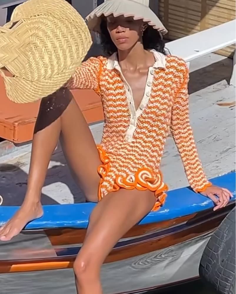 Eliou Beleza Romper Orange Crochet - Image 3