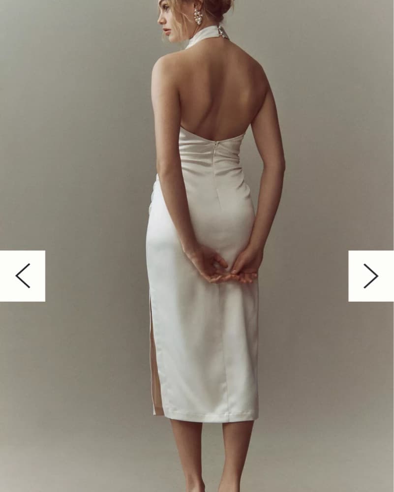 Anthropologie Ivory/White Satin Dress - Image 2