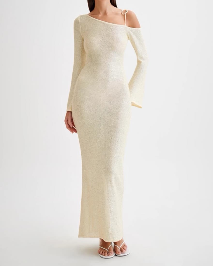 Butter Yellow Meshki Sequin Dress - Image 1
