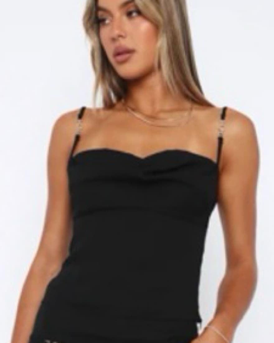 White Fox black cowl neck cami fop - Image 1